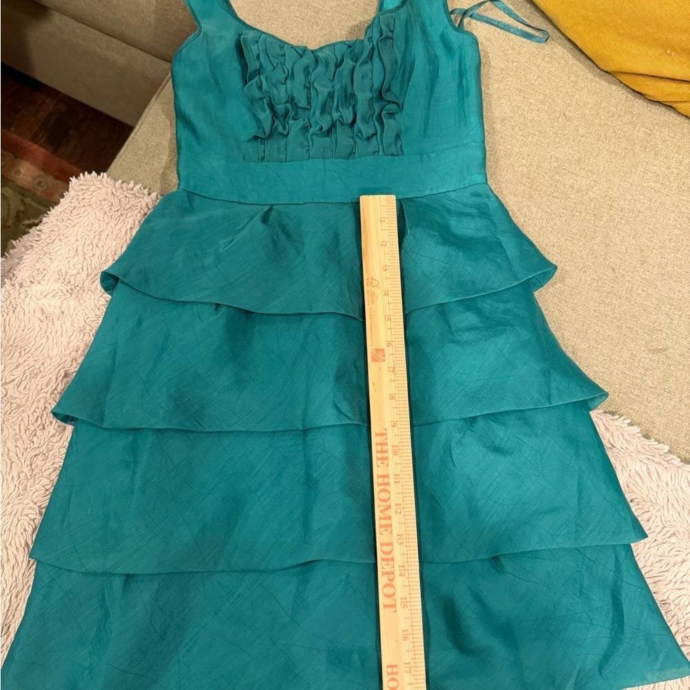 Max & Cleo Teal Ruffled Mini Dress - Picture 4 of 9